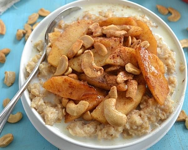 Avena de manzana, canela y nuez de la India