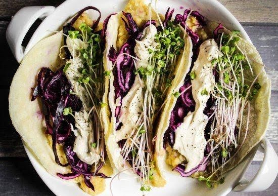 Tacos de tahini y vegetales de 295 Kcal