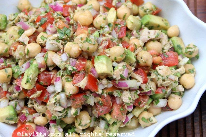 Ensalada de atún y garbanzos de 267 Kcal