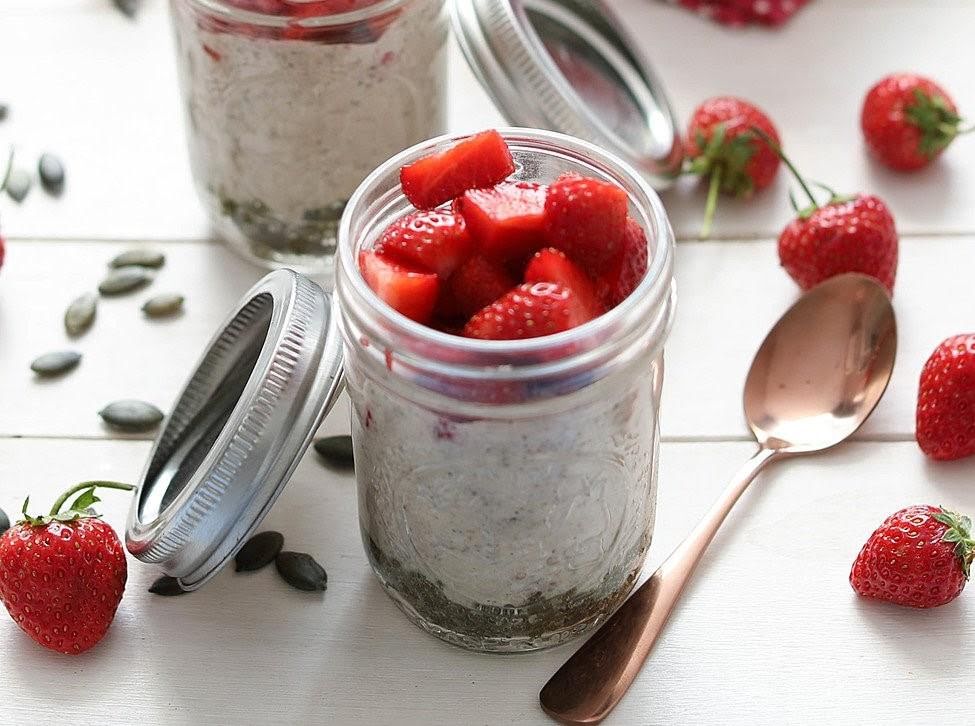 Avena con fresa y chía de 229 Kcal - Receta fácil en la app Avena