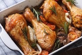 Pollo al horno acompañado de lentejas de 248.2 Kcal