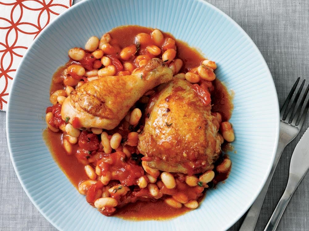 Muslo de pollo con frijol de 192 Kcal - Receta fácil en la app Avena