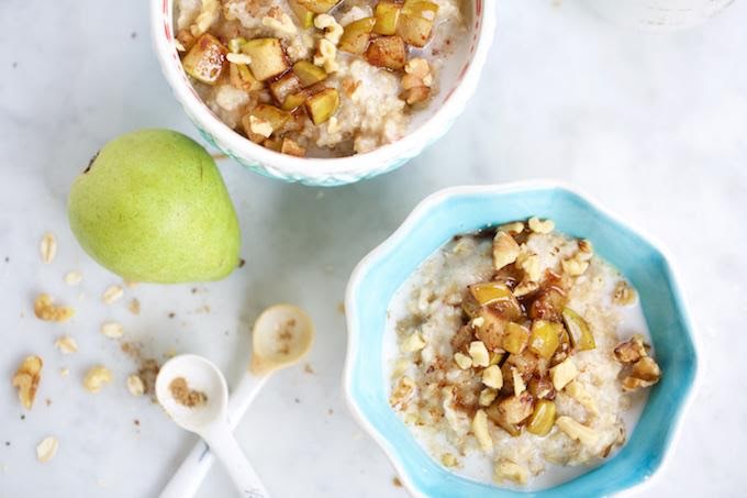 Avena con pera y canela de 120 Kcal