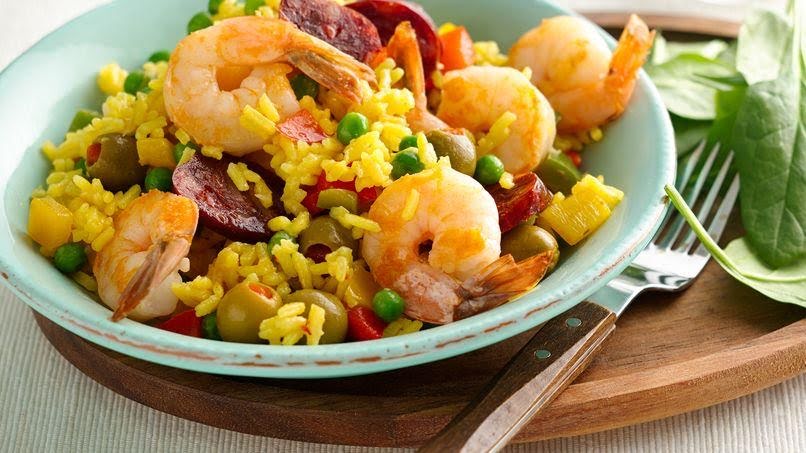 Paella sencilla de camarón por Avena Salud