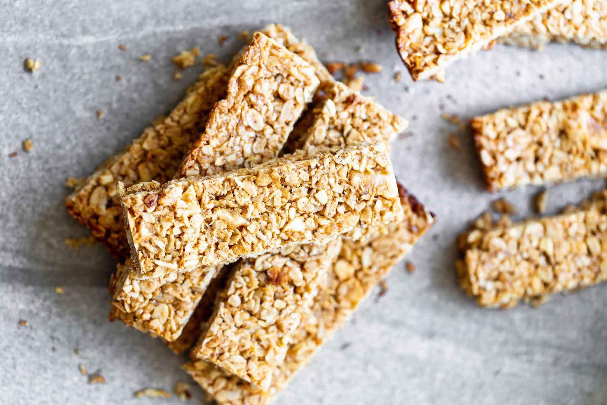 Barra de granola con café y fruta