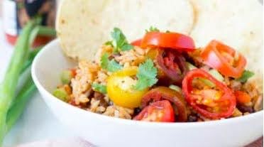 Arroz con frijoles y verduras