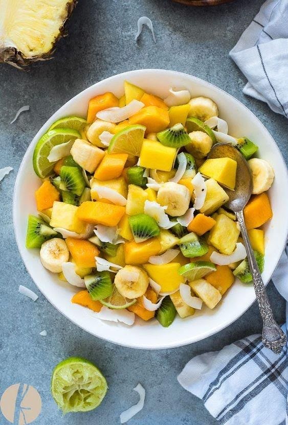 Bowl tropical con mango, kiwi y plátano de 110 Kcal