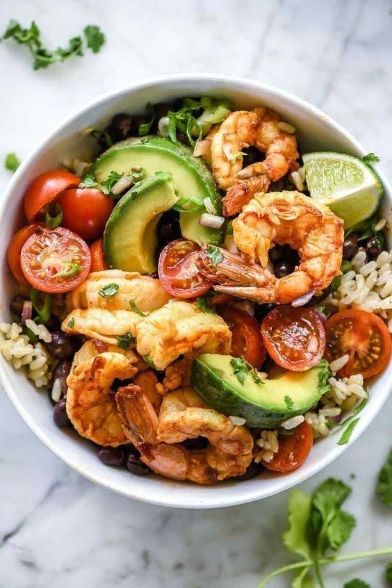 Bowl de camarones y garbanzos