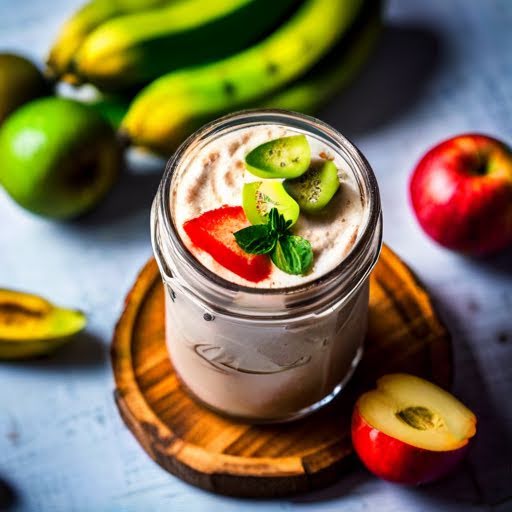 Licuado de plátano, manzana y espinacas de 329.1 Kcal