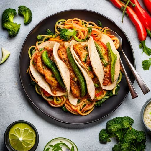 Tacos de Pechuga de Pollo con Verduras de 312 Kcal