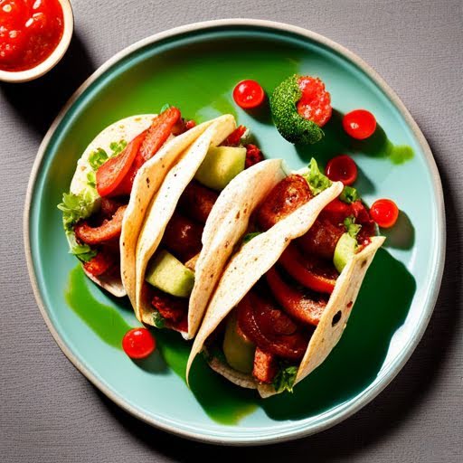 Tacos de carne molida con aguacate de 226 Kcal