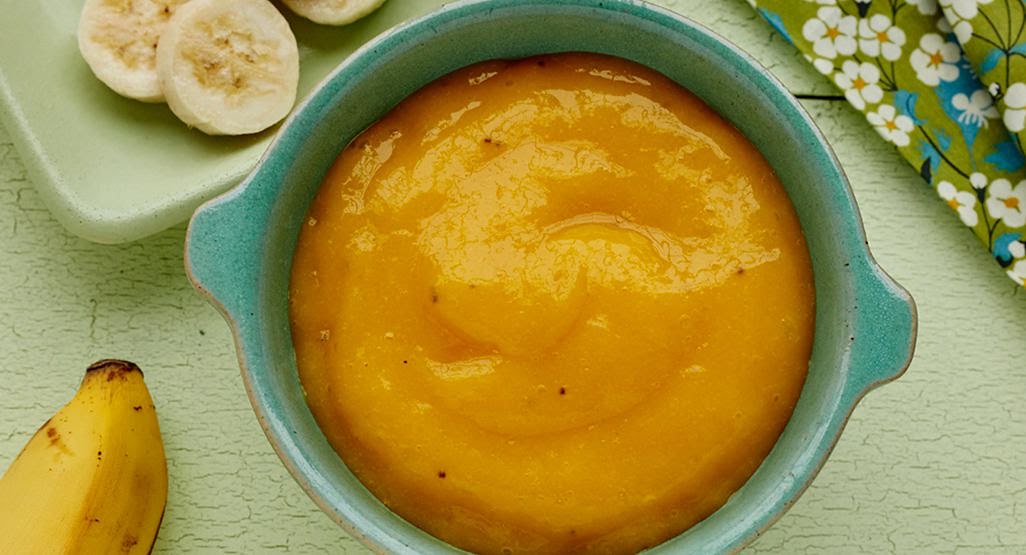 Puré de mango, manzana y plátano de 143 Kcal