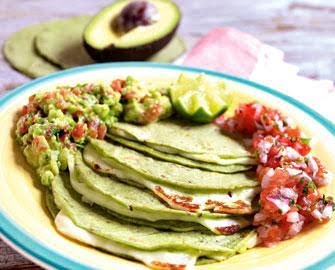 Quesadillas de champiñones con hummus de garbanzo de 273 Kcal