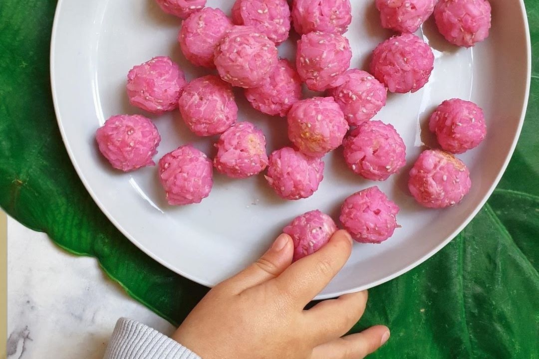 Bolitas de arroz, betabel y coliflor de 170 Kcal