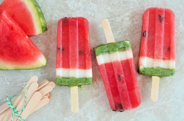 Paletas de menta y sandias de 113 Kcal