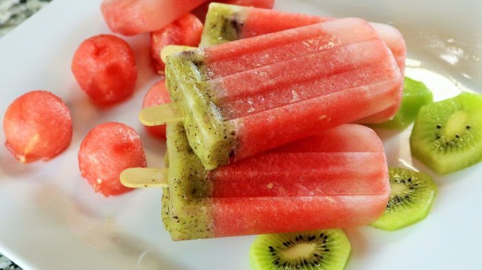 Paletas de sandía y kiwi de 160 Kcal