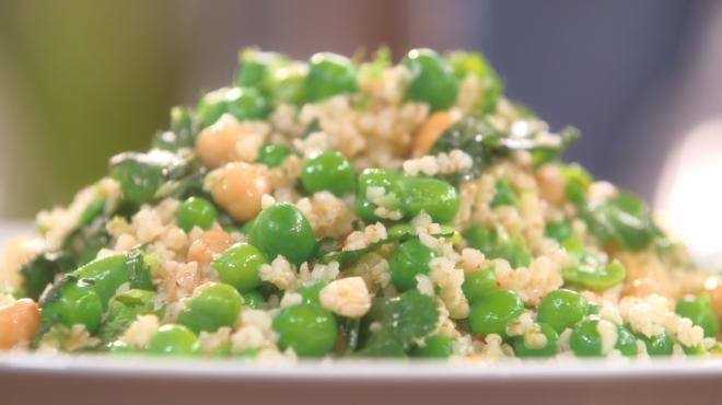 Ensalada de garbanzo y chícharo.