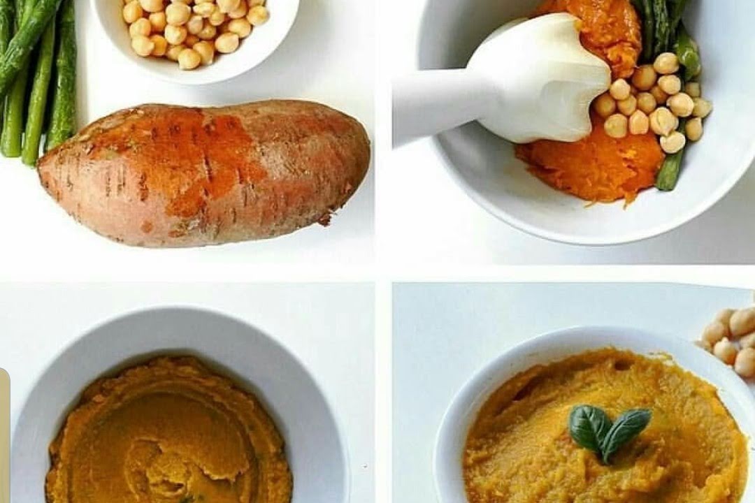 Papilla de espárragos, camote y garbanzo por Avena Salud