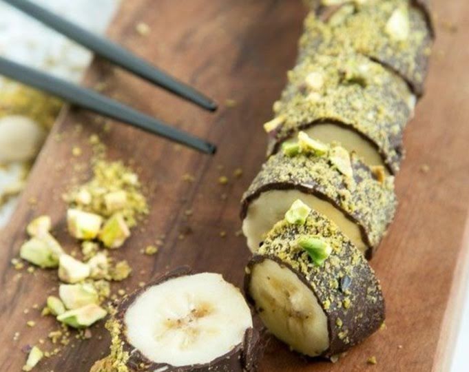 Rodajitas de plátano con chocolate de 203 Kcal