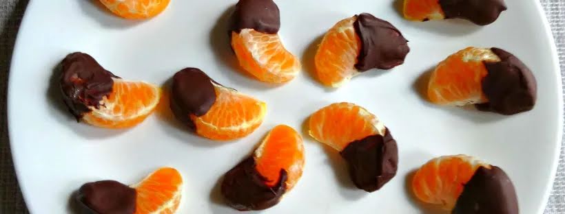 Mandarinas cubiertas de chocolate sin azúcar