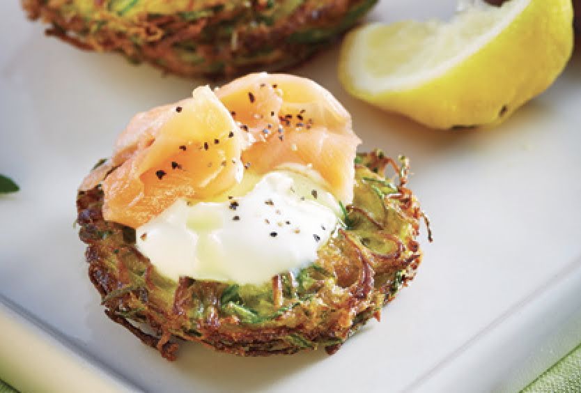 Tortitas de salmón y calabacita de 206 Kcal