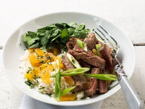 Bowl de carne de res a la plancha con verduras de  Kcal - Receta fácil  en la app Avena