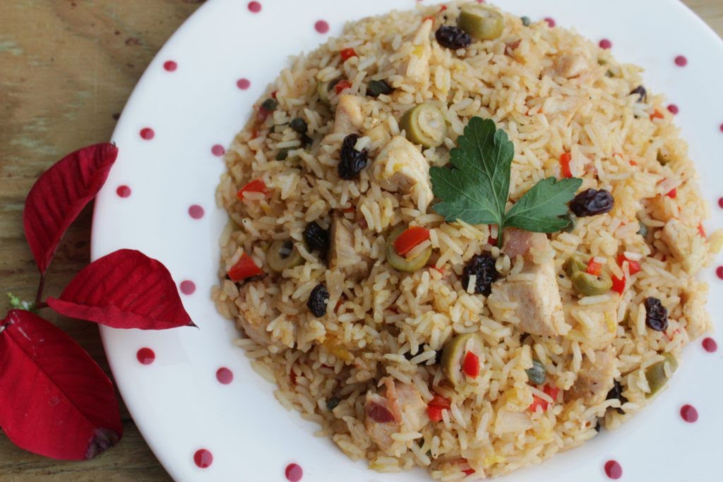 Arroz navideño con pollo de 308 Kcal