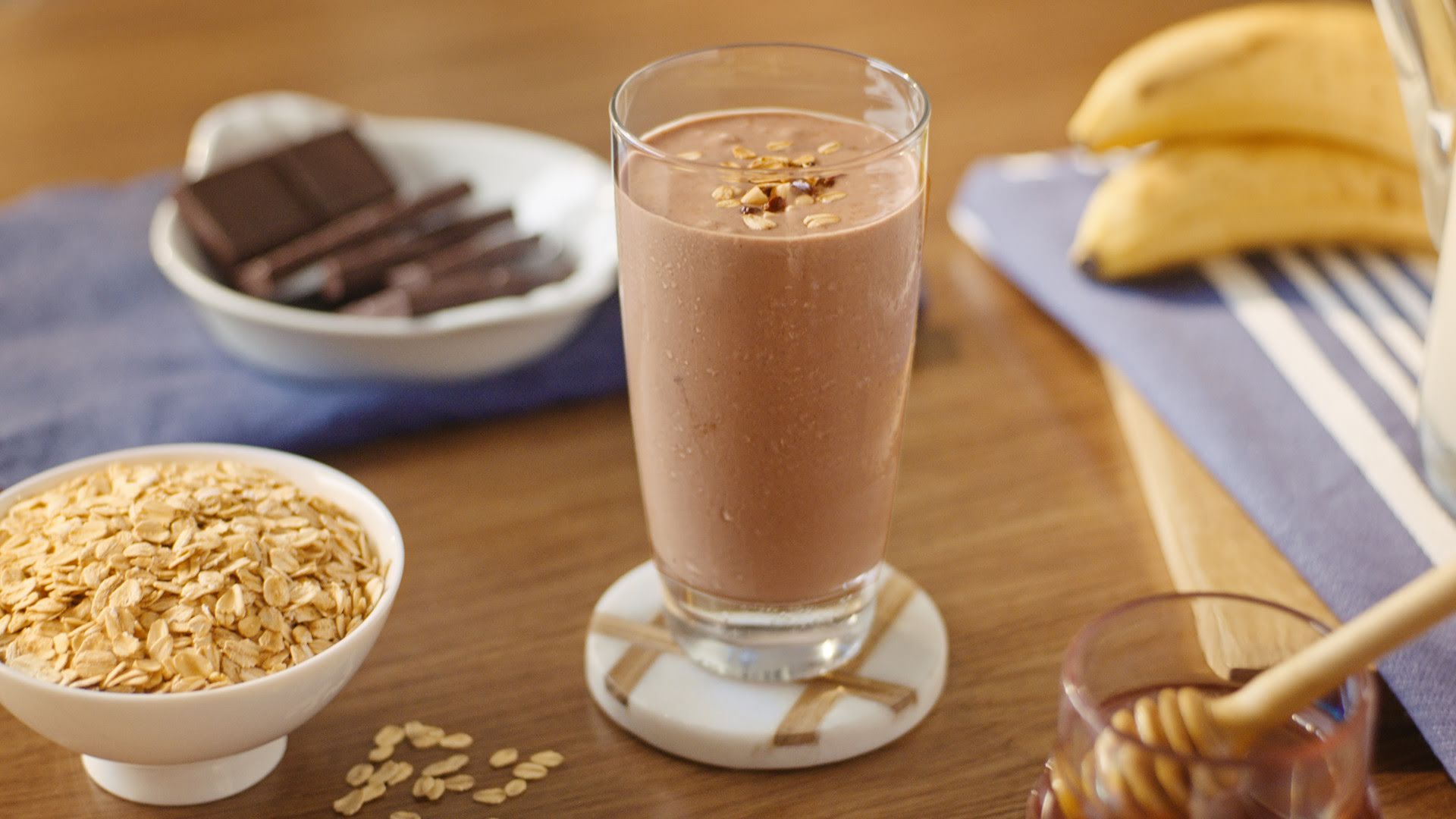 Smoothie de chocobanana con avena 