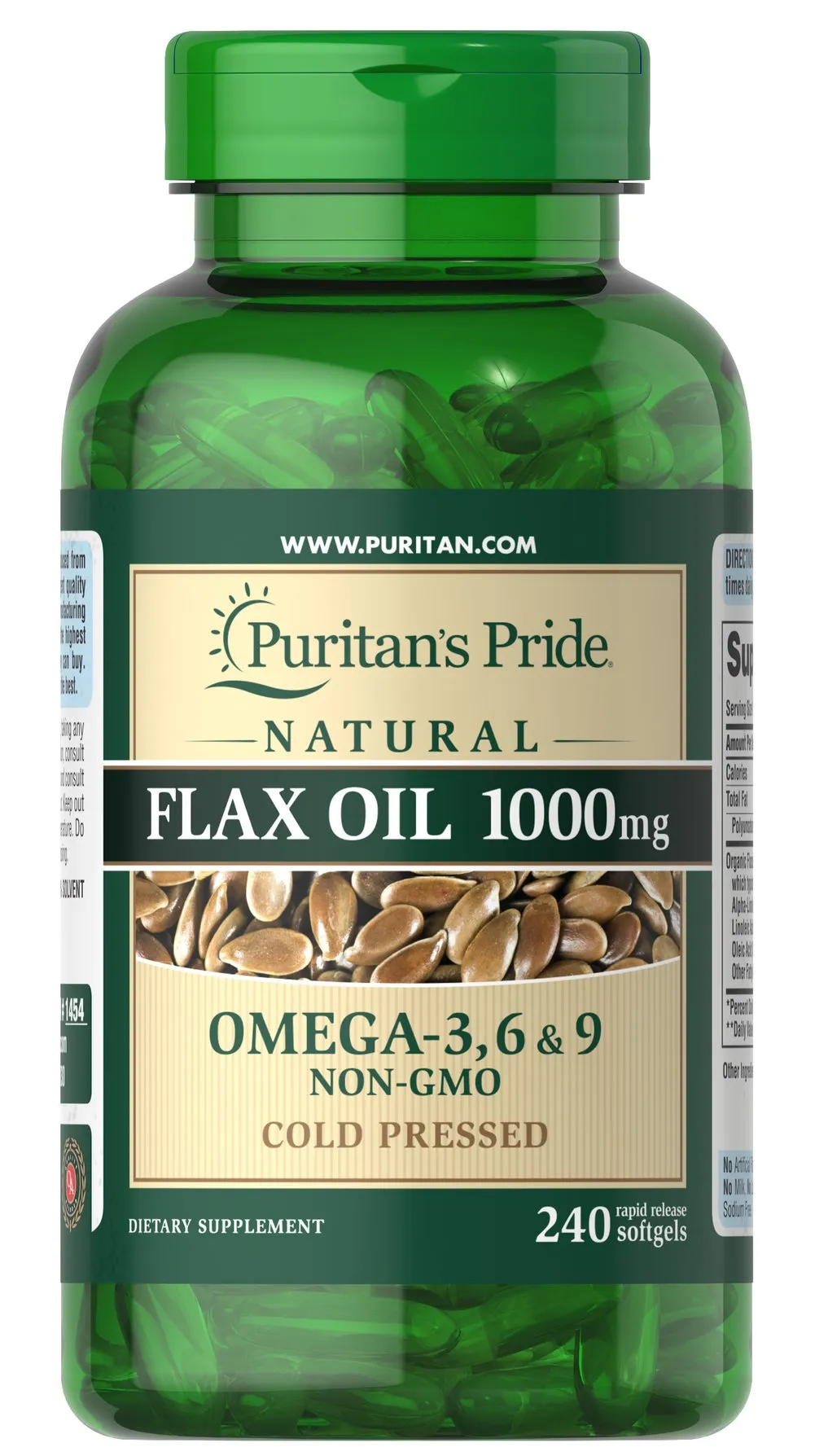  Non-GMO Natural Flax Oil 1000 mg  非轉基因天然亞麻油 240膠囊 - 2