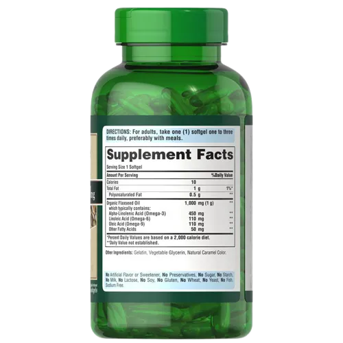  Non-GMO Natural Flax Oil 1000 mg  非轉基因天然亞麻油 240膠囊 - 3