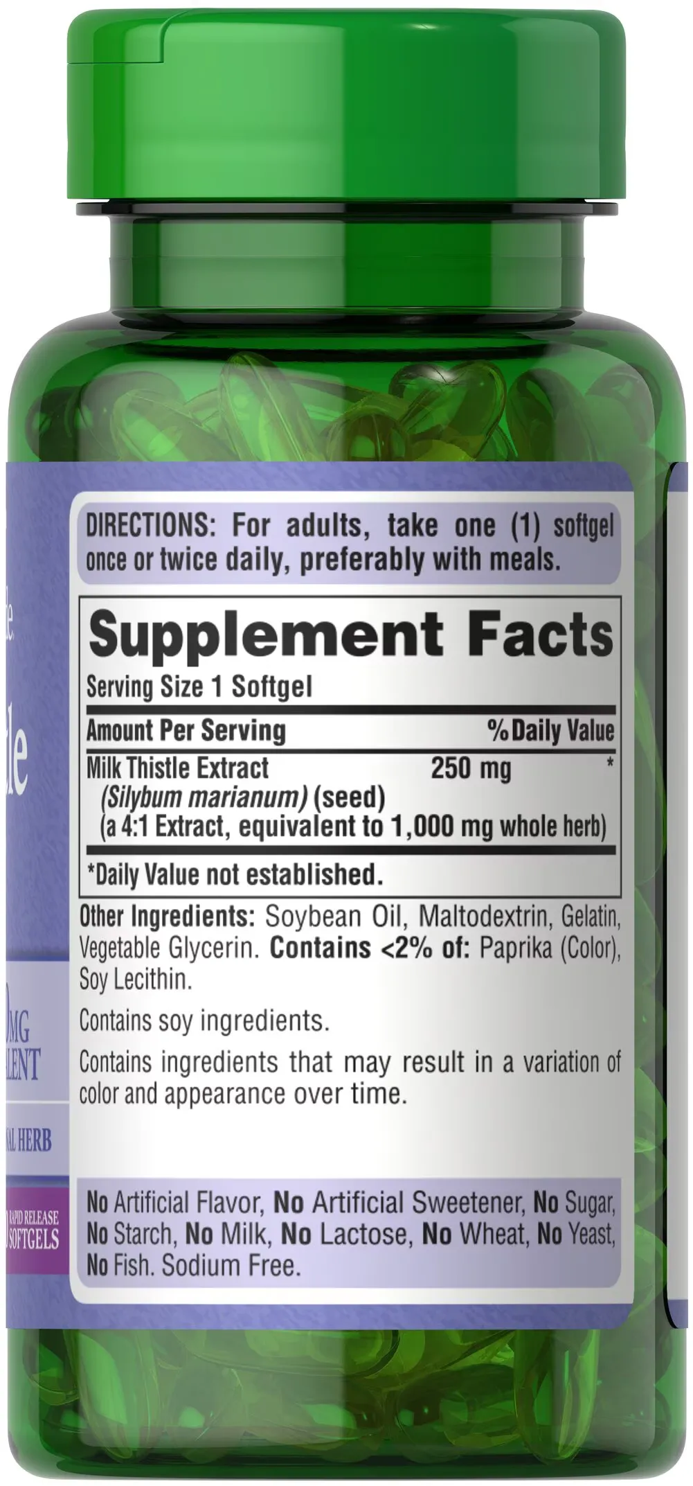 奶薊 1000 毫克 4:1 濃縮萃取（水飛薊素） 90 膠囊 - 3