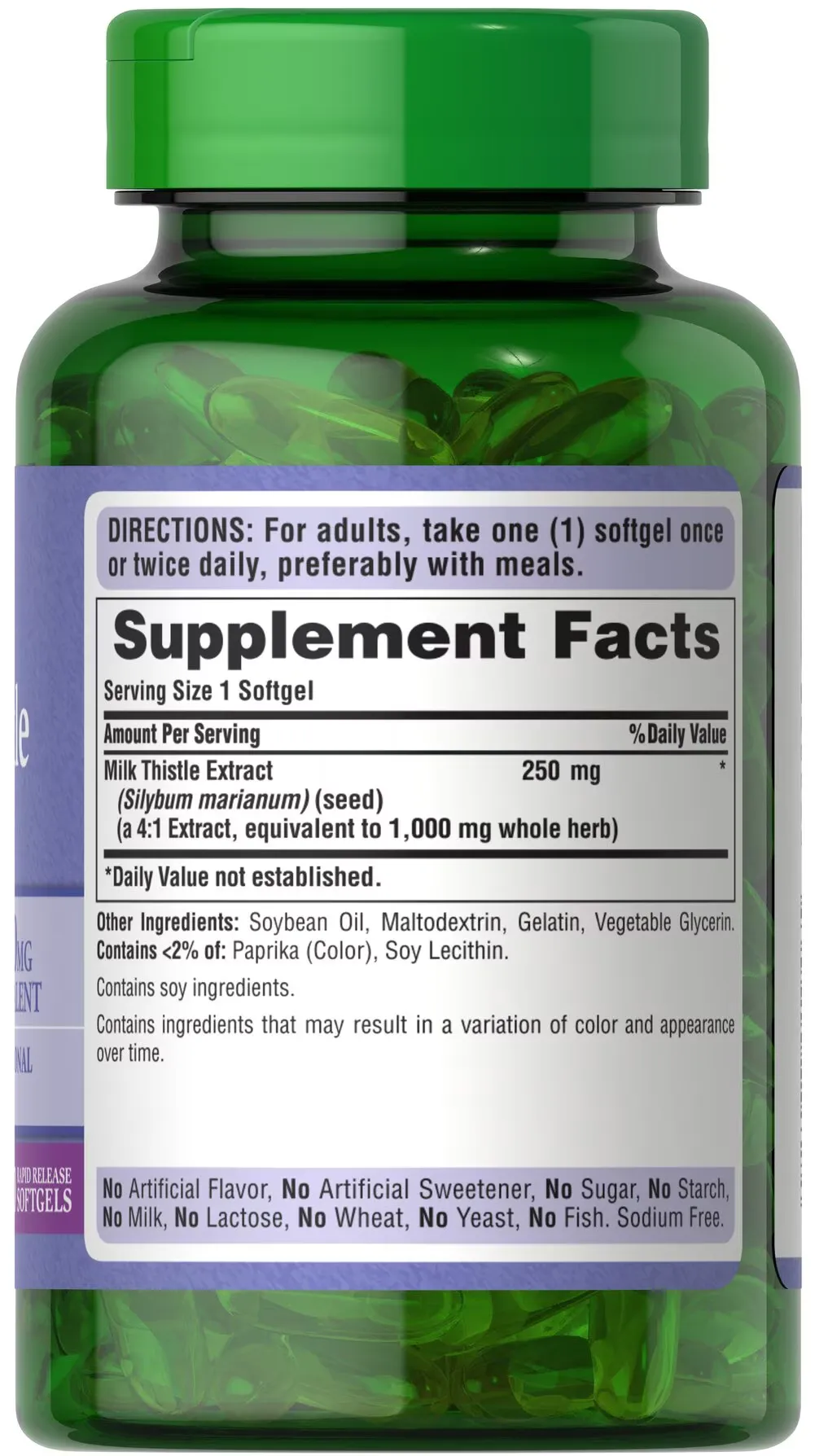 奶薊 1000 毫克 4:1 濃縮萃取（水飛薊素） 180 膠囊 - 3