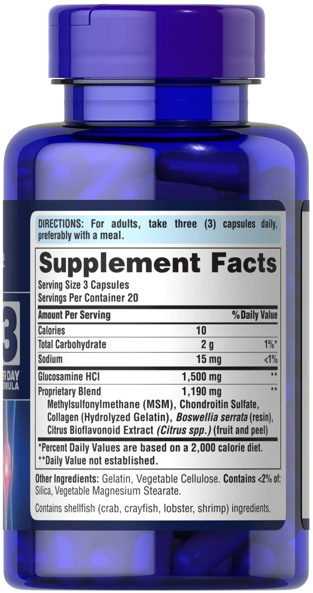 葡萄糖胺、軟骨素與MSM膠囊 — 每日三顆配方 60 膠囊 - 4