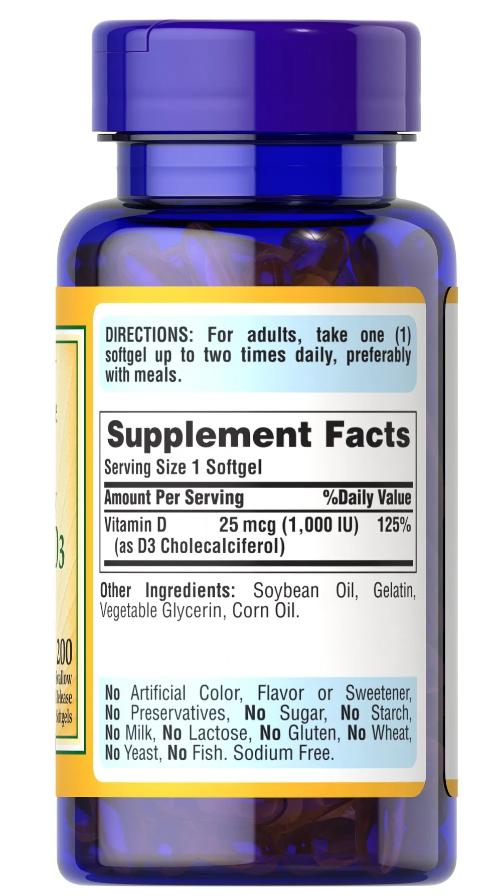 維他命D3 1000 IU (25mcg) 200 Softgels - 4