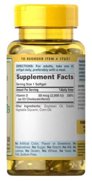 維他命D3 2000 IU （50 mcg） 100 Softgels - 3