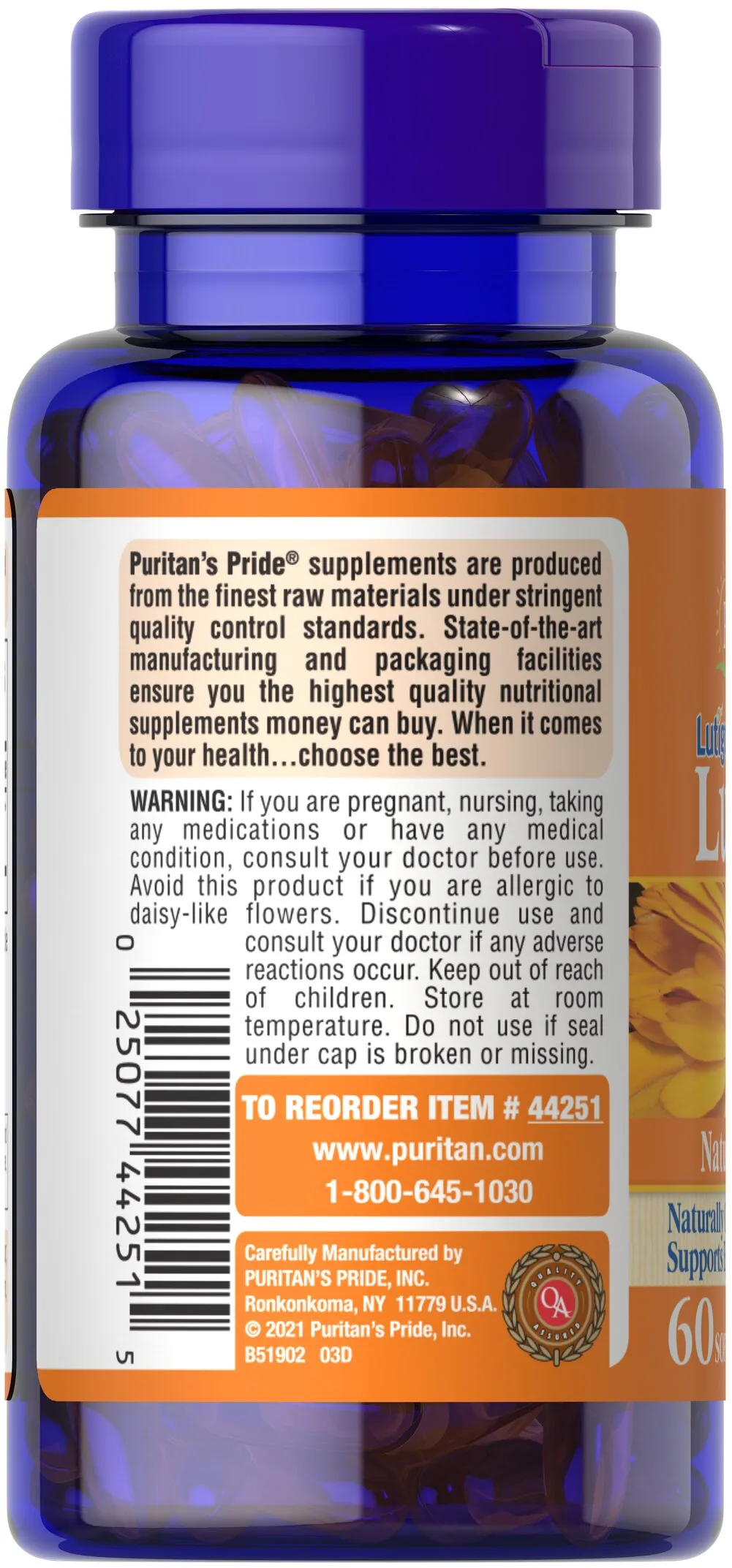 葉黃素 40 毫克含有玉米黃質 60 Softgels Free Lutein(游離型) - 5