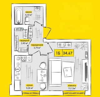 Продаж 1-кімнатної квартири в ЖК Синергія Київ