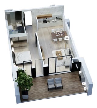2-room apartment for sale in Axis Avlabari, in a green frame condition