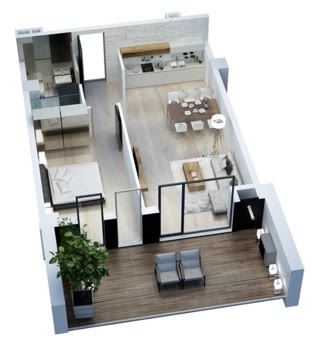 For sale 2 four-room apartments Axis Avlabari . In a green frame condition