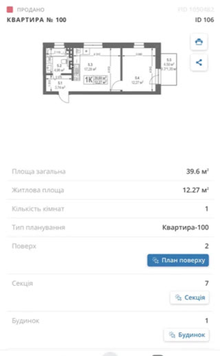 Urgent sale of a 1-room apartment with a view of Vynnyky Park | Residential Complex Lysynytska 4B