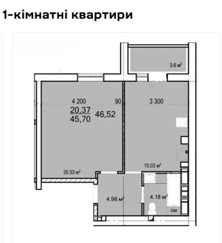 For Sale 1-room Apartment 46.2 m² + Storage on the Floor of the Residential Complex Ptaszka, Saltivka