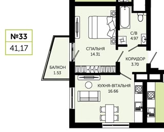 Продаж 1-кімнатної квартири у ЖК Viking Hills