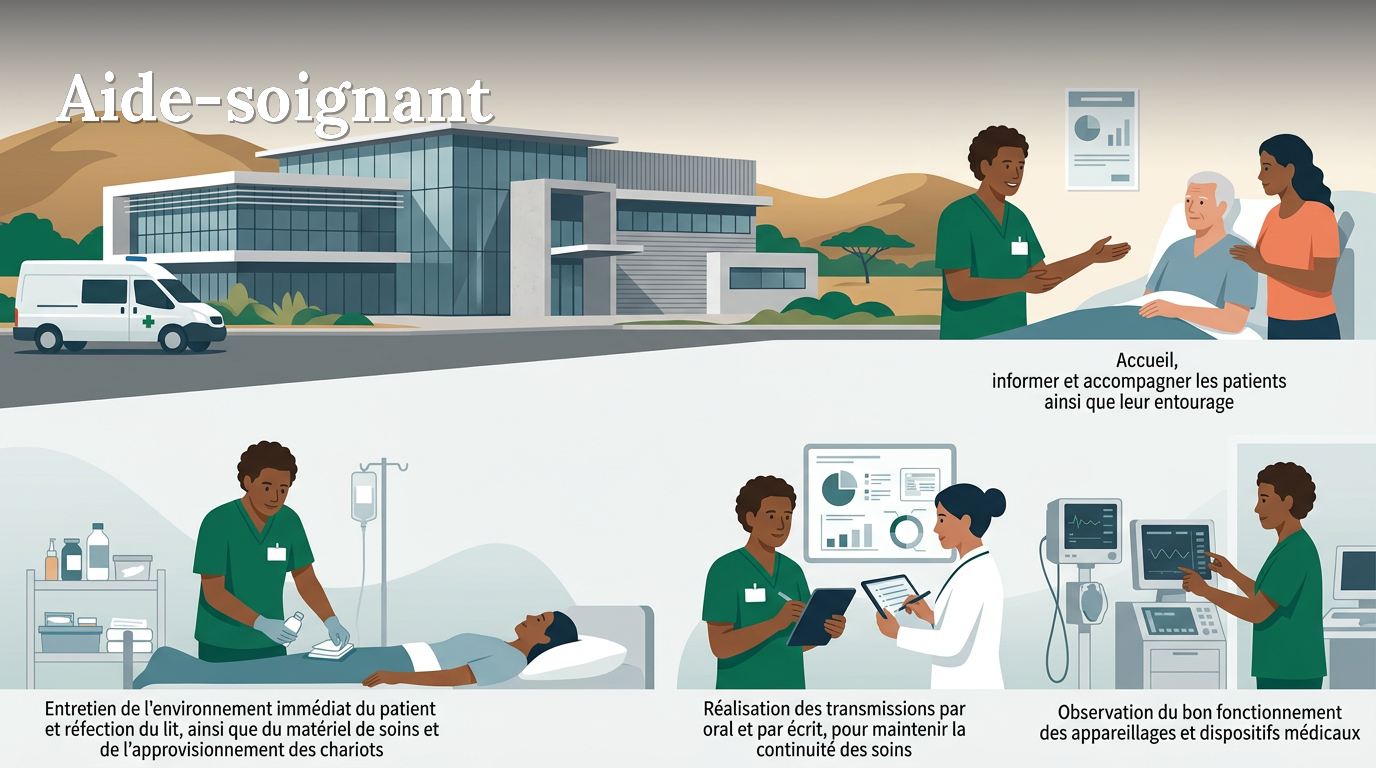 Illustration du poste : Aide-soignant en unité de soins intensifs cardiologiques et neuro-vasculaires (USICNV)