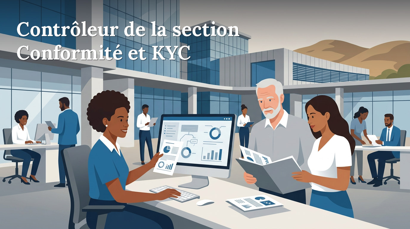 Illustration du poste : Contrôleur de la section Conformité et KYC – Centre de Production Bancaire