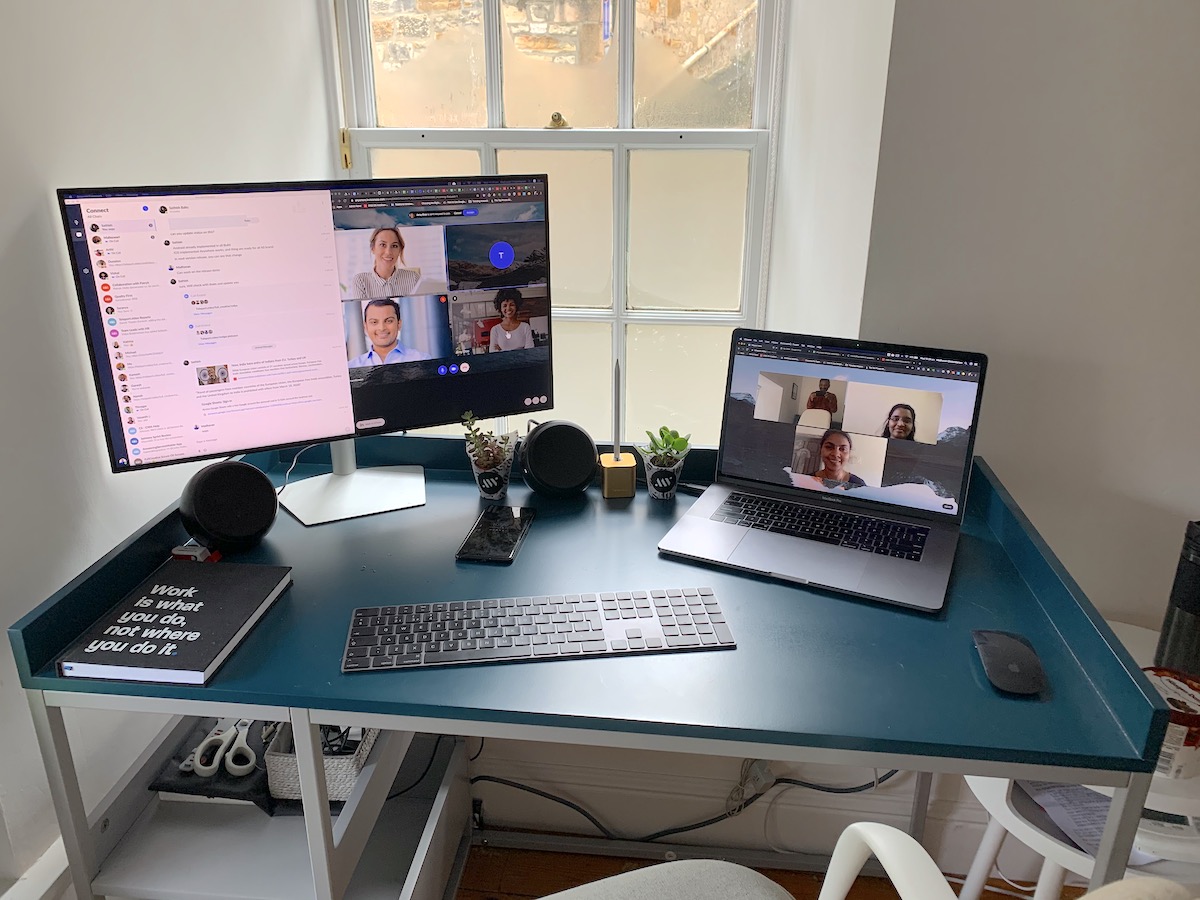 Monitor & laptop in ideal home office space