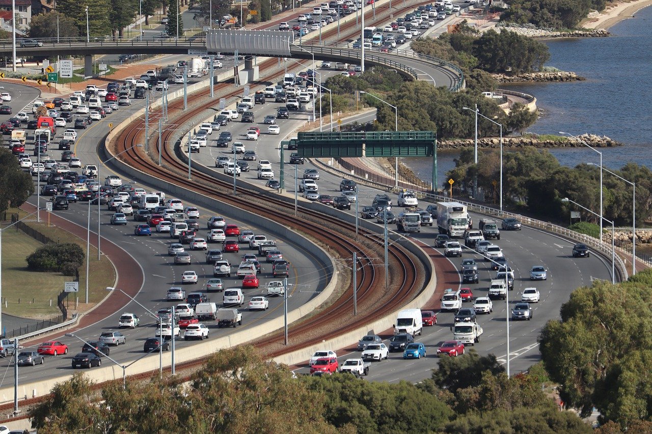 Traffic jam during the office commute