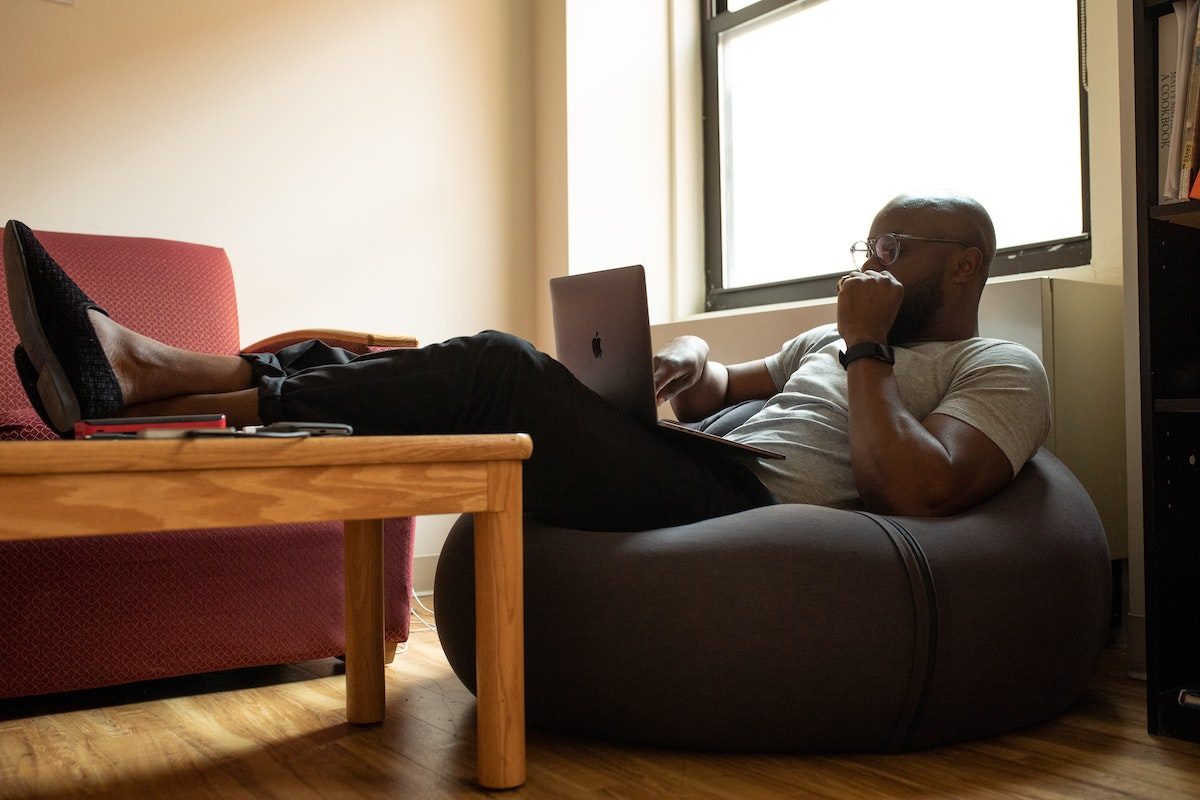 Man working from home and not staying healthy Anywhere