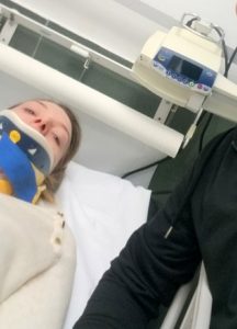 Aura at the hospital after the accident
