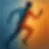 Silhouette of a running figure, split into blue veins and red muscles, against a blue-orange gradient background, symbolizing energy.