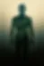 Silhouette of a person with wavy green and dark bands on body, set against a wavy beige background, creating a calm, abstract mood.